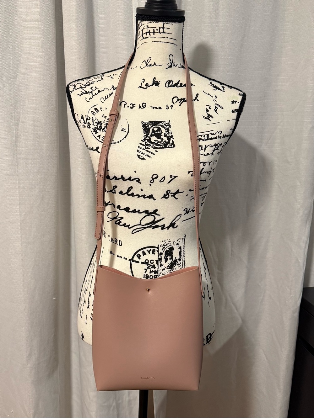SAMARA Smooth Leather Crossbody in Blush Pink